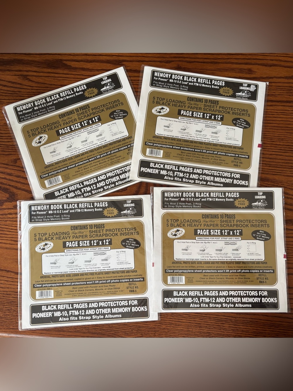 Pioneer 12x12 Top Loading Refill Pages Sheet Protectors Scrapbook Memory Black